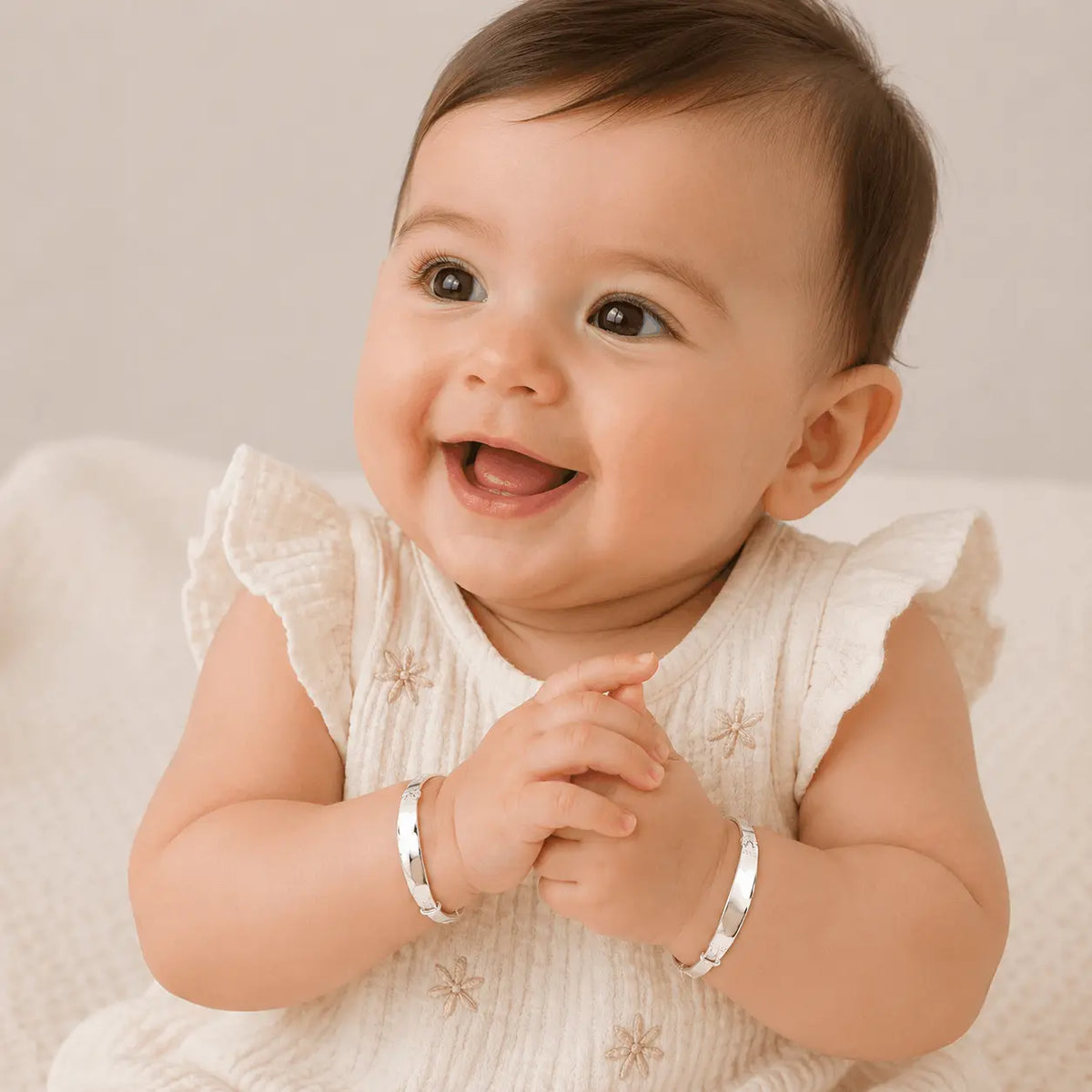 Sterling Silver Kids ID Baby Bangle Diamond Cut | Baby Jewellery UK Orlaya