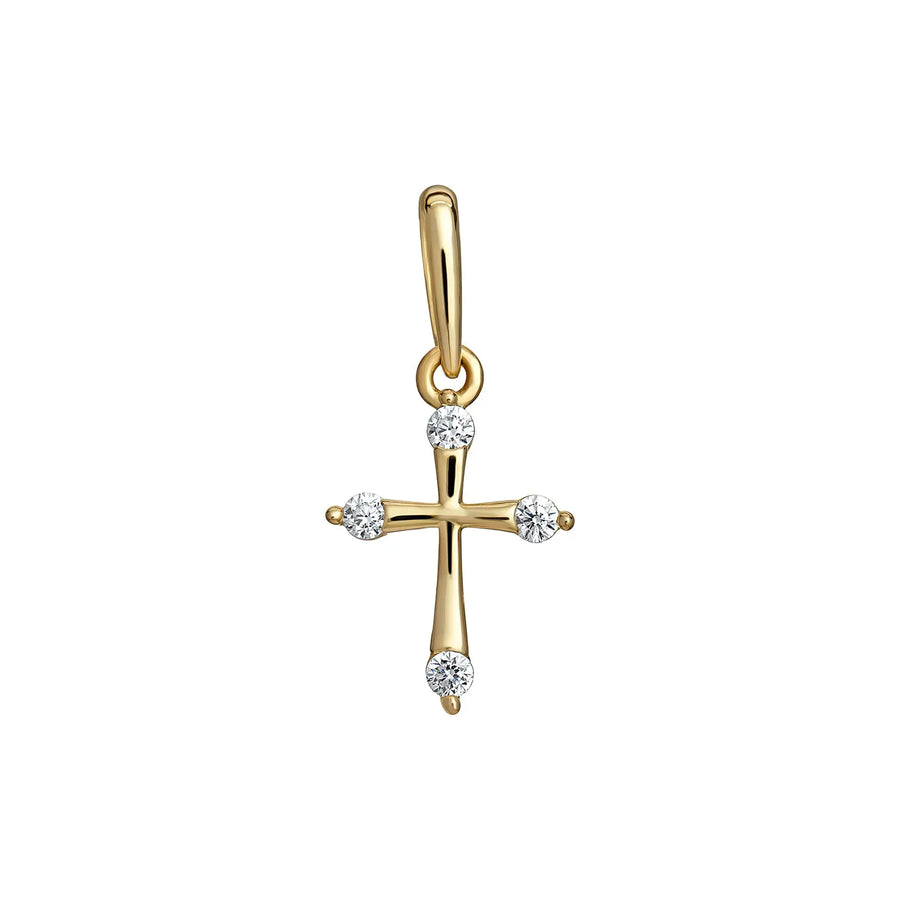 9ct Gold Cubic Zirconia Cross Pendant – 15mm Religious Jewellery Orlaya
