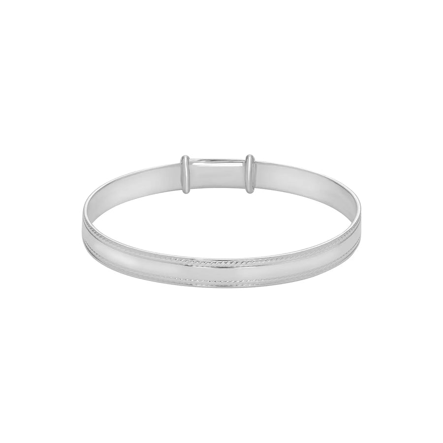 Sterling Silver Pattern Baby Bangle | Baby Jewellery UK Orlaya