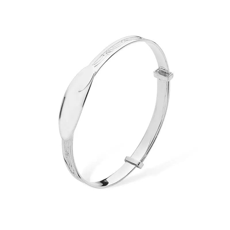 Kids Curve Design Baby Bangle | Sterling Silver Baby Jewellery UK Orlaya