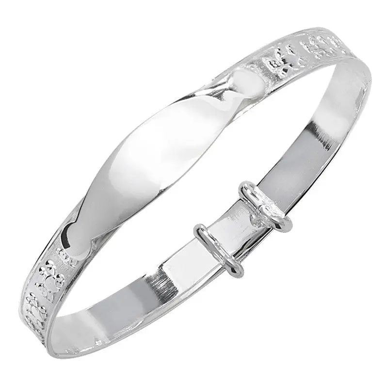 Teddy Engraved Baby Bangle | Sterling Silver Baby Jewellery UK Orlaya
