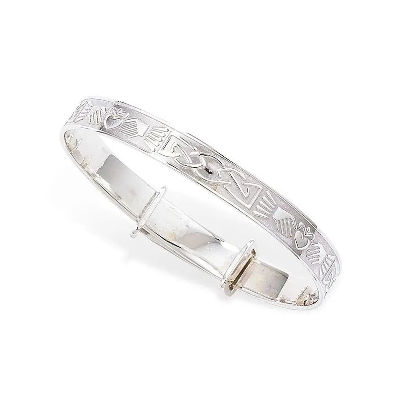 Claddagh Detailed Baby Bangle | Sterling Silver Baby Jewellery UK Orlaya