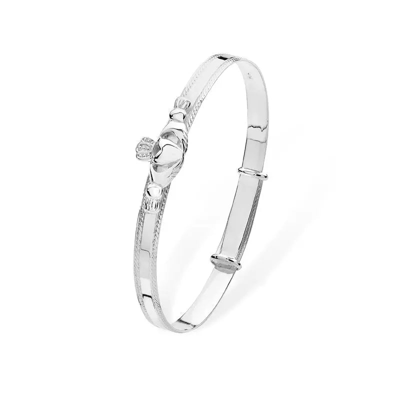 Maids Claddagh Bangle Sterling Silver | Baby & Kids Jewellery UK Orlaya