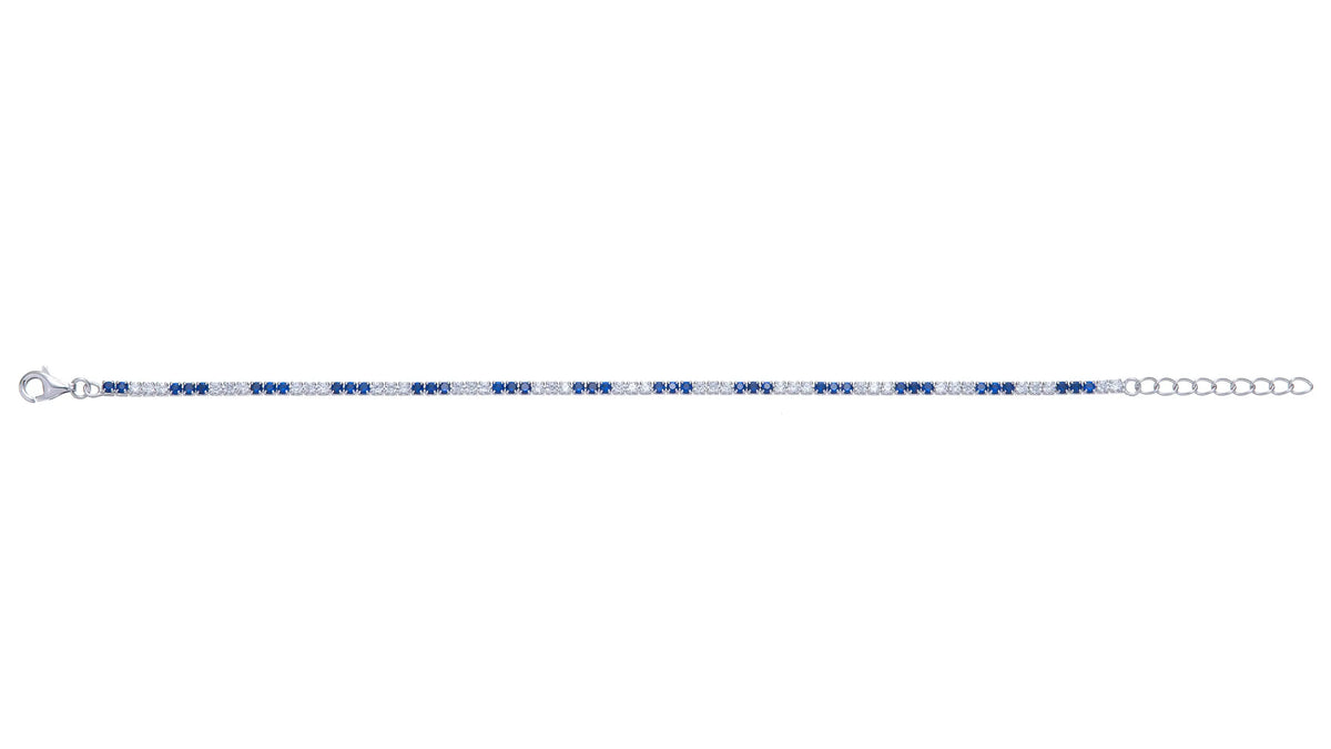 Sterling Silver Cubic Zirconia Sapphire Bracelet