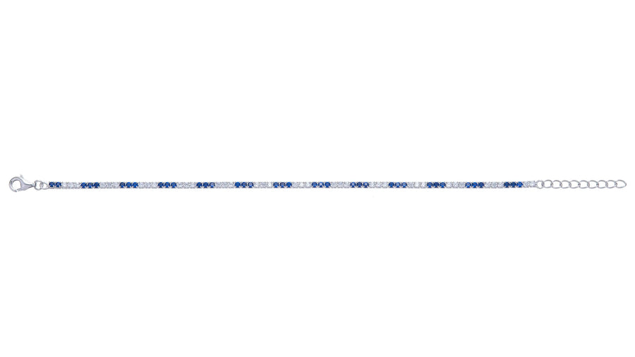 Sterling Silver Cubic Zirconia Sapphire Bracelet
