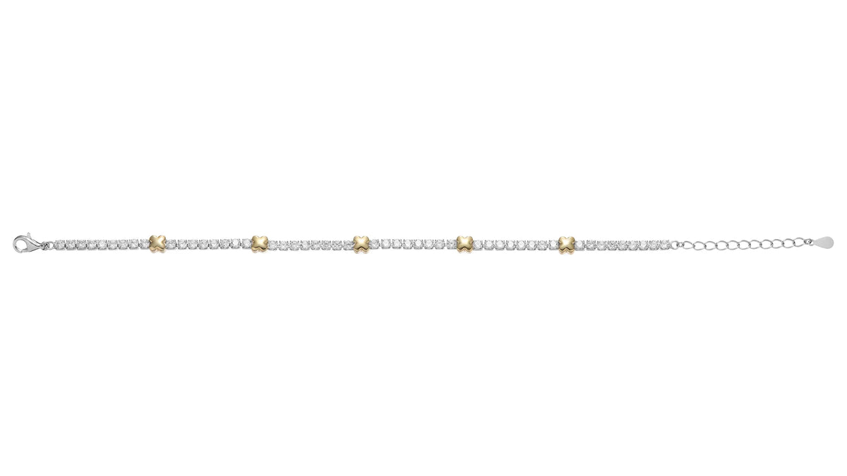 Sterling Silver Cubic Zirconia Gold Plated Fancy Bracelet