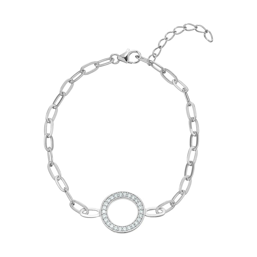 Sterling Silver Cubic Zirconia Link Bracelet