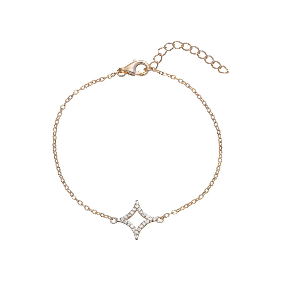 Sterling Silver Cubic Zirconia Gold Plated star Bracelet