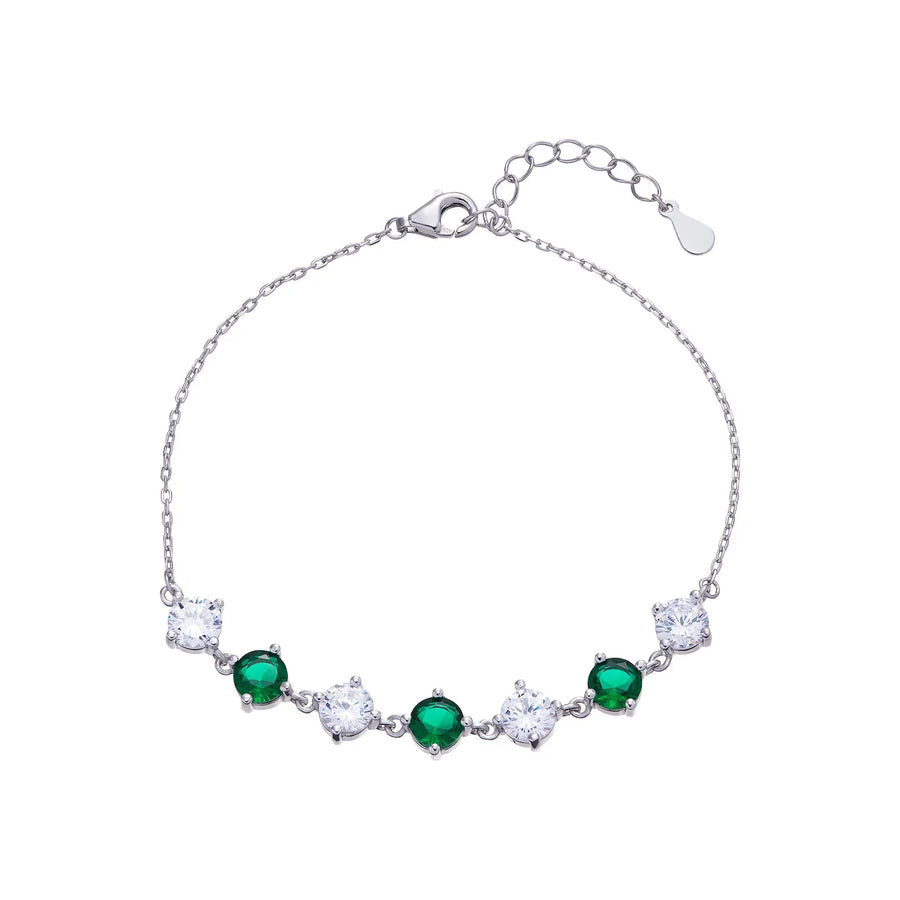 Sterling Silver Cubic Zirconia Emerald Bracelet
