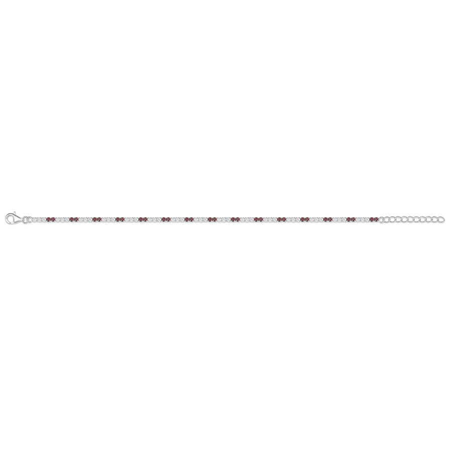 Sterling Silver Cubic Zirconia Garnet Bracelet