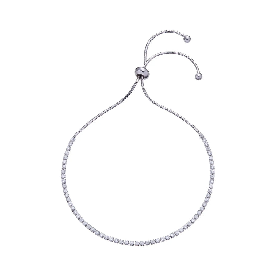 Sterling Silver Cubic Zirconia Adjustable Bracelet