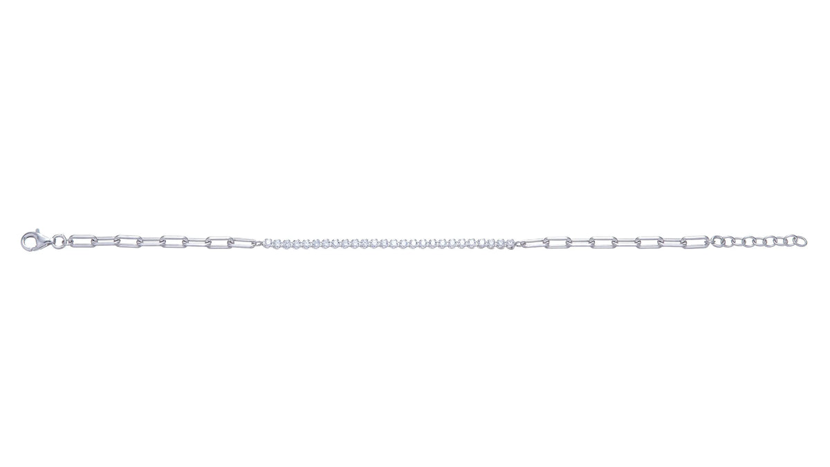 Sterling Silver Cubic Zirconia Open Link Bracelet