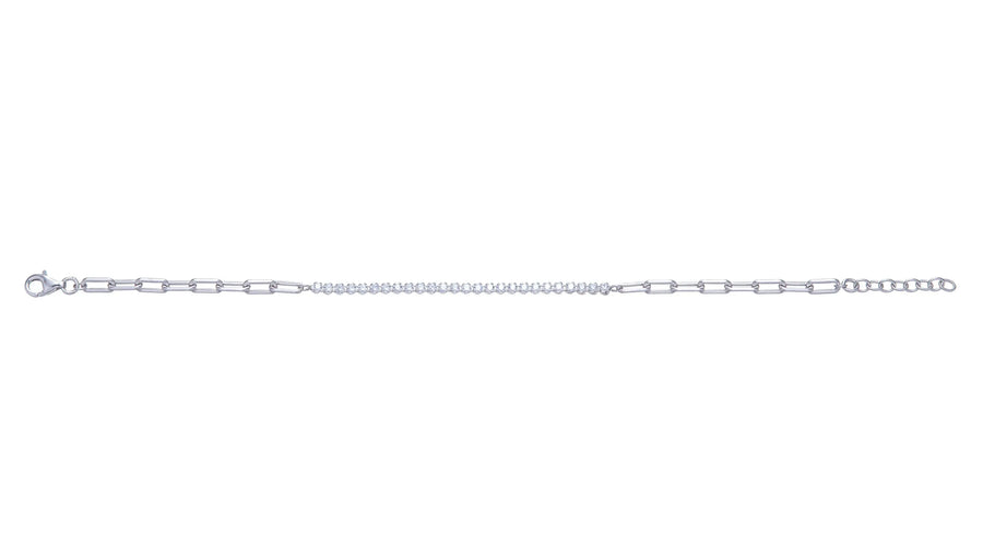Sterling Silver Cubic Zirconia Open Link Bracelet