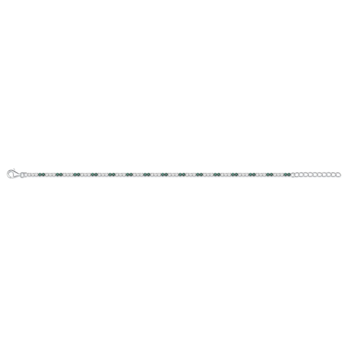 Sterling Silver Cubic Zirconia Emerald Bracelet