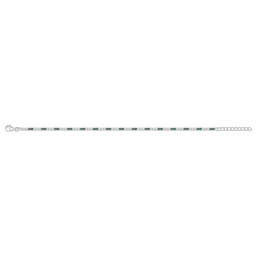 Sterling Silver Cubic Zirconia Emerald Bracelet