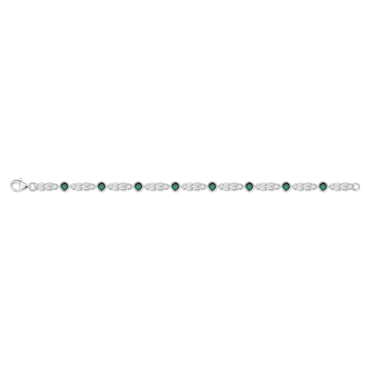 Sterling Silver Cubic Zirconia Green Celtic Bracelet