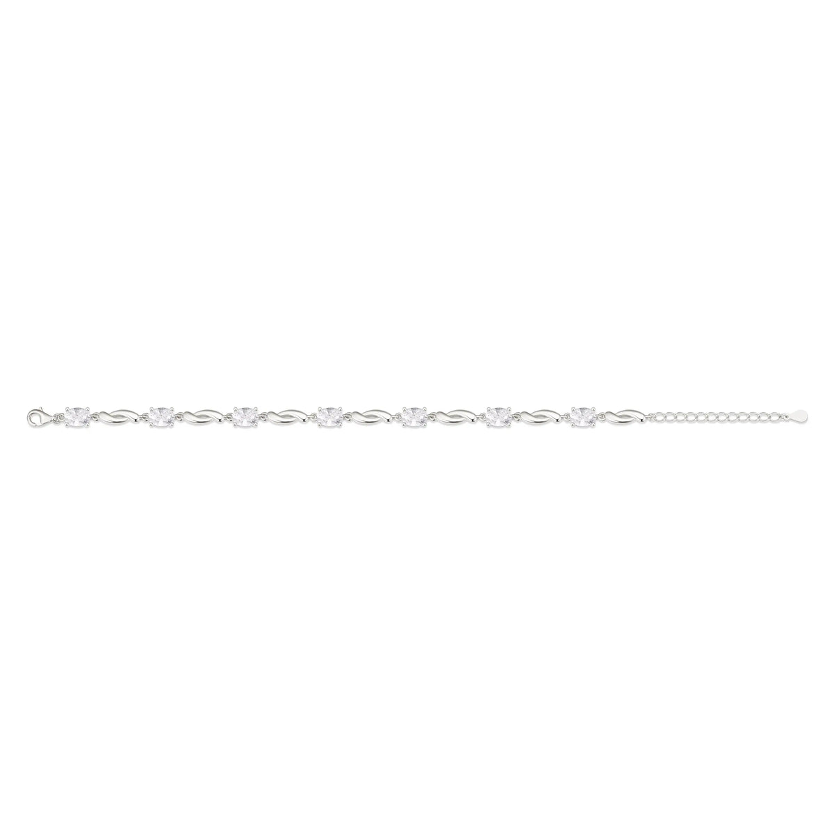 Sterling Silver Cubic Zirconia Rose Plated Bracelet