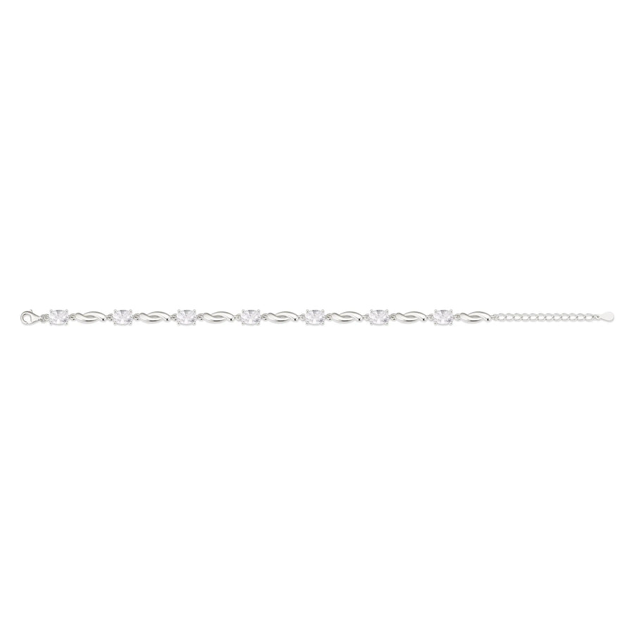 Sterling Silver Cubic Zirconia Rose Plated Bracelet
