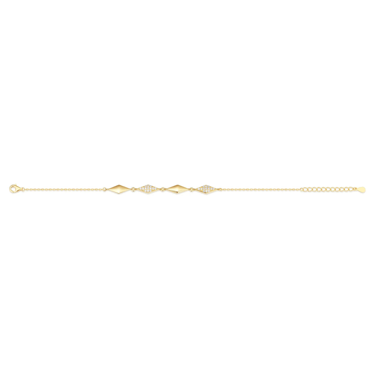 Sterling Silver Cubic Zirconia Gold Plated Fancy Bracelet
