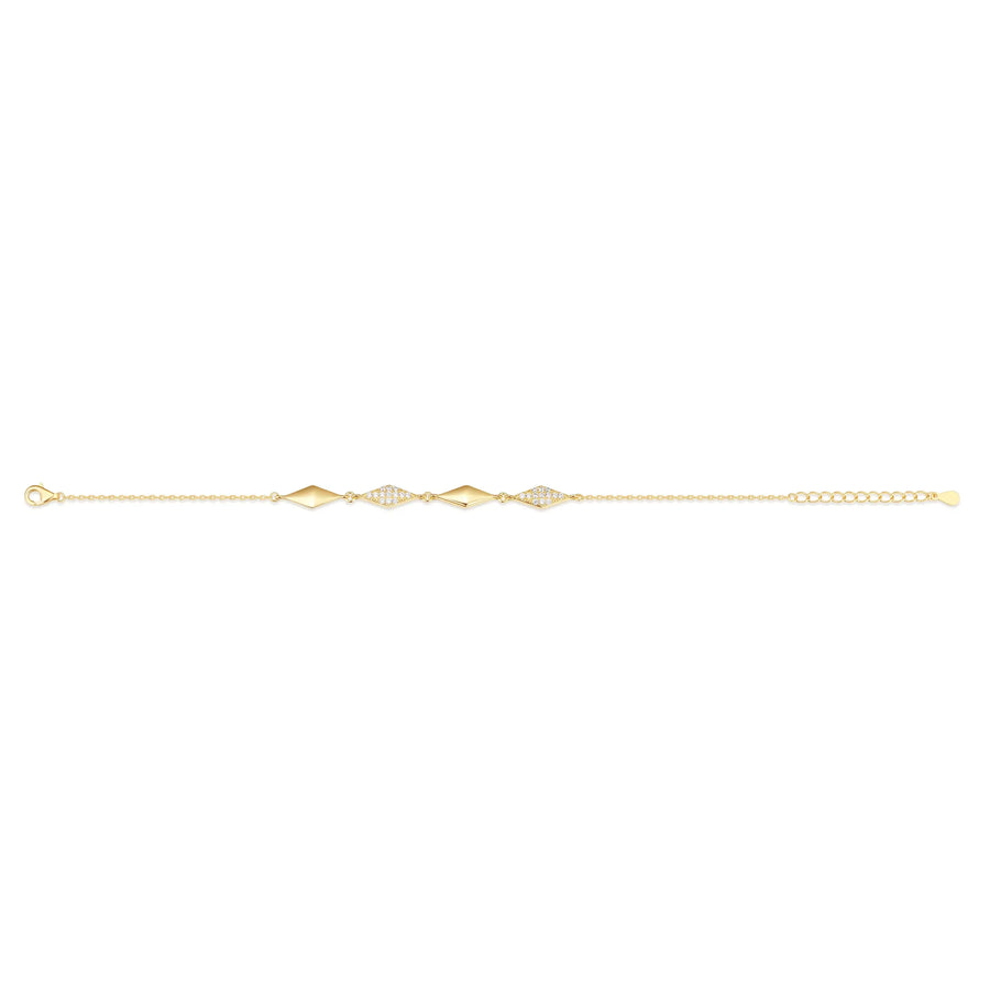 Sterling Silver Cubic Zirconia Gold Plated Fancy Bracelet