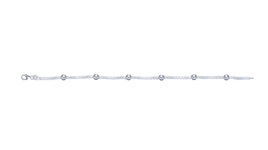 Sterling Silver Cubic Zirconia Beaded Bracelet