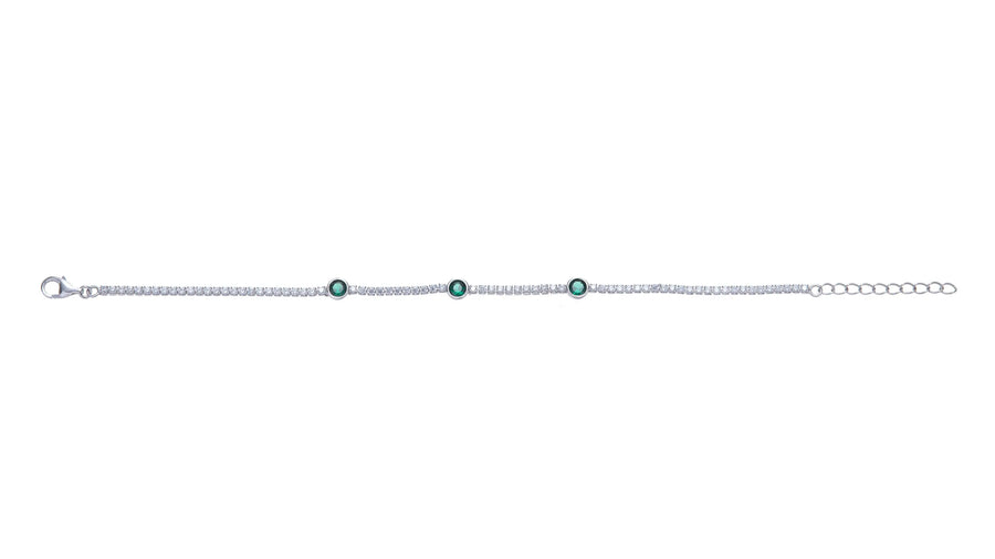 Sterling Silver Cubic Zirconia Emerald Bracelet