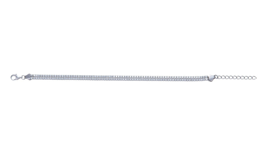 Sterling Silver Cubic Zirconia Two Row Bracelet