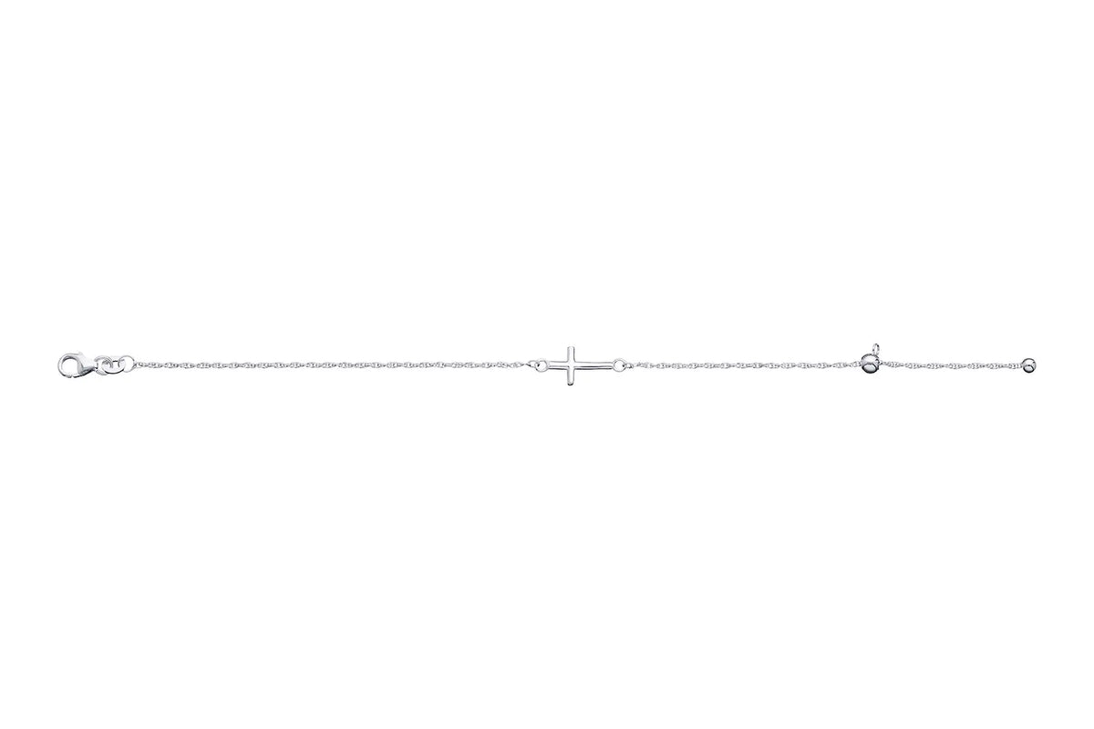 Sterling Silver Rope Bracelet with Cross