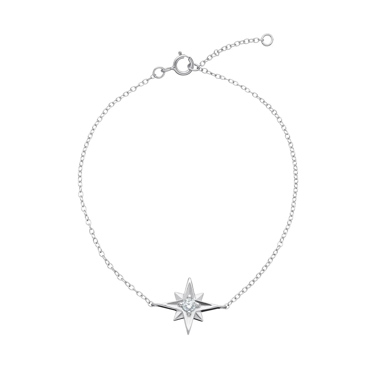 Sterling Silver Cubic Zirconia Rose Plated Star Bracelet
