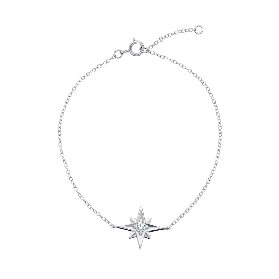 Sterling Silver Cubic Zirconia Rose Plated Star Bracelet