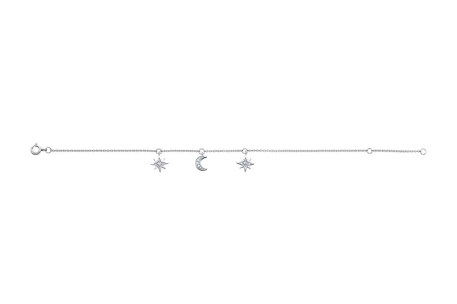 Cubic Zirconia Moon and Star Bracelet