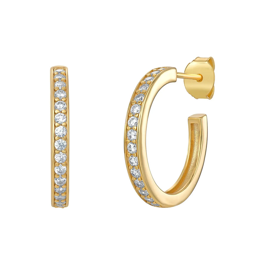 Sterling Silver Cubic Zirconia Gold Plated Hoop Earrings – SE041E