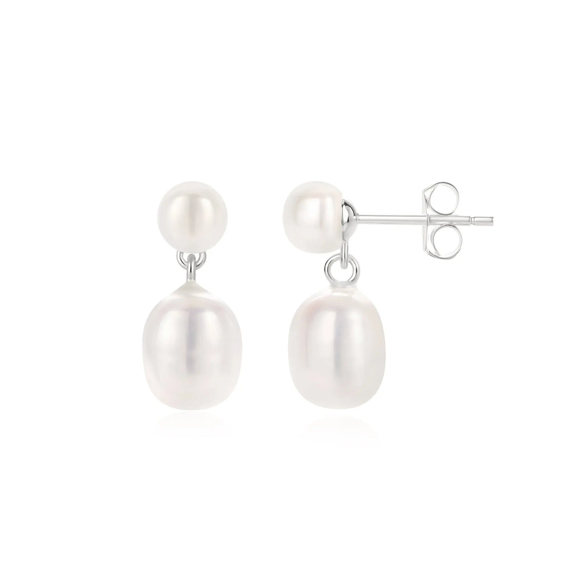Sterling Silver Natural Pearl Drop Earrings