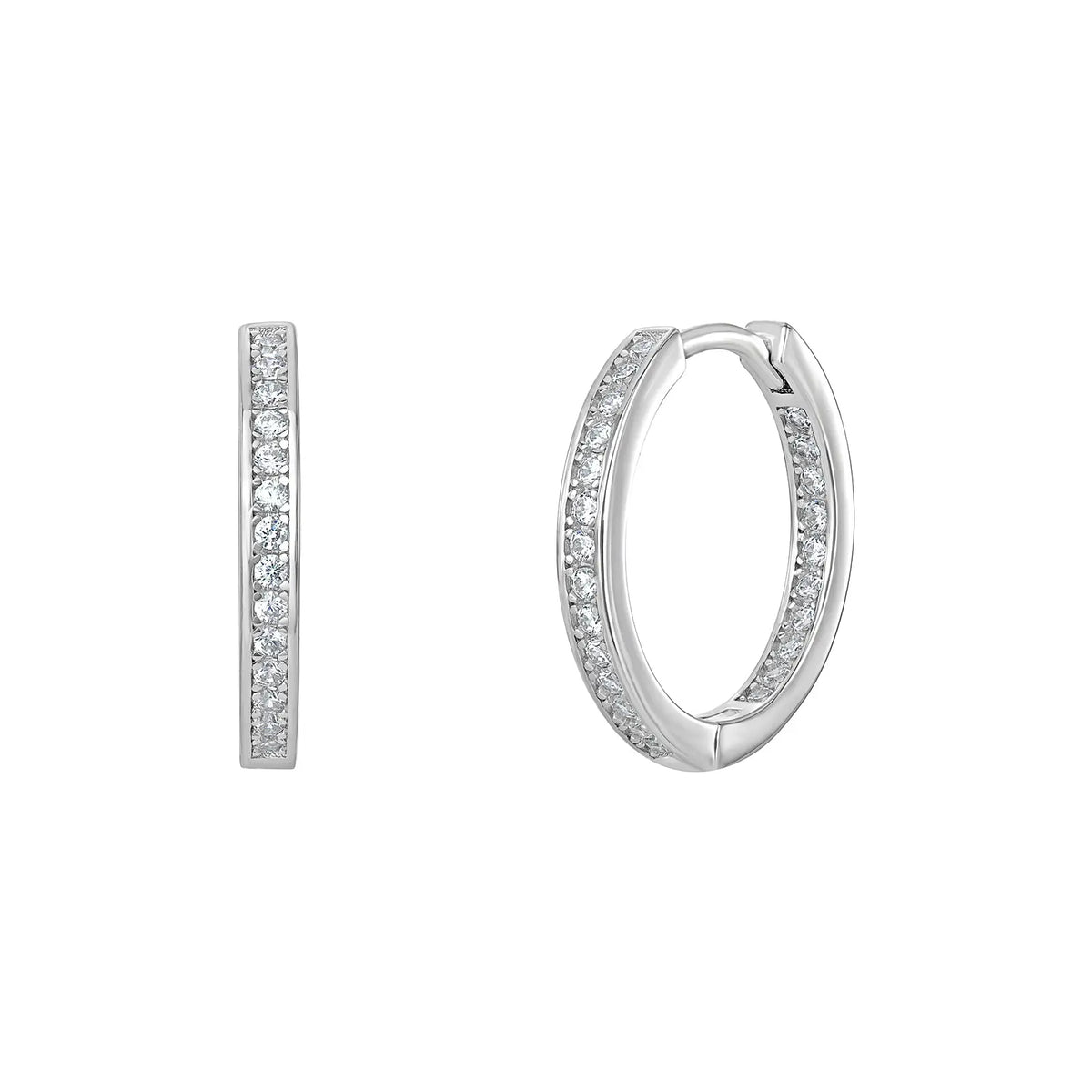 Sterling Silver Cubic Zirconia Hinged Hoop Earrings – SE052B