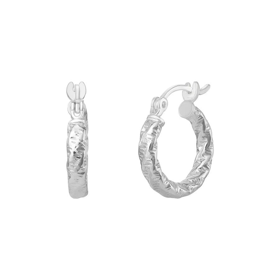 Sterling Silver Pattern Hoop Earrings