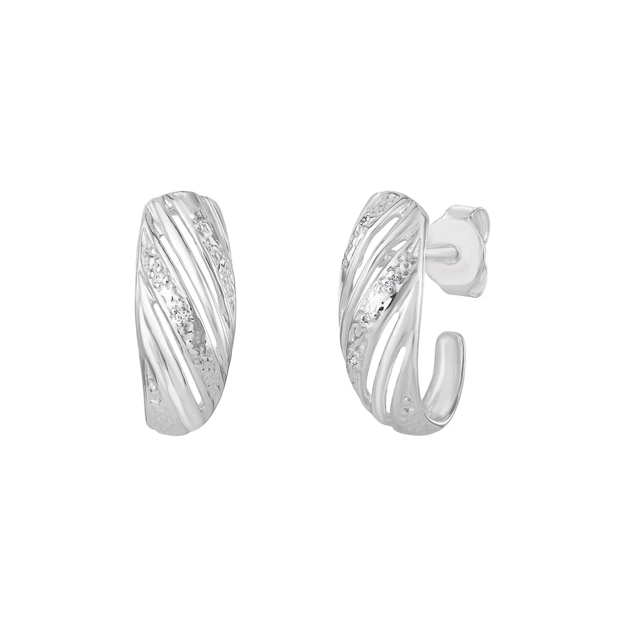Sterling Silver Cubic Zirconia Classic Hoop Earrings