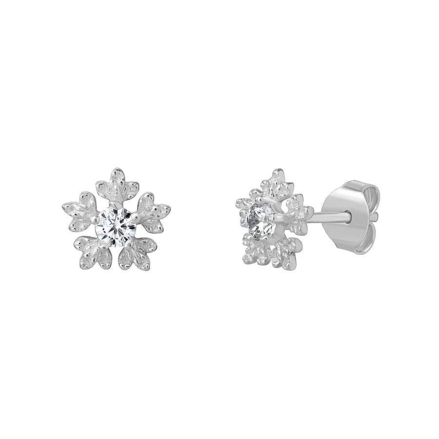 Sterling Silver Cubic Zirconia Snowflake Earrings