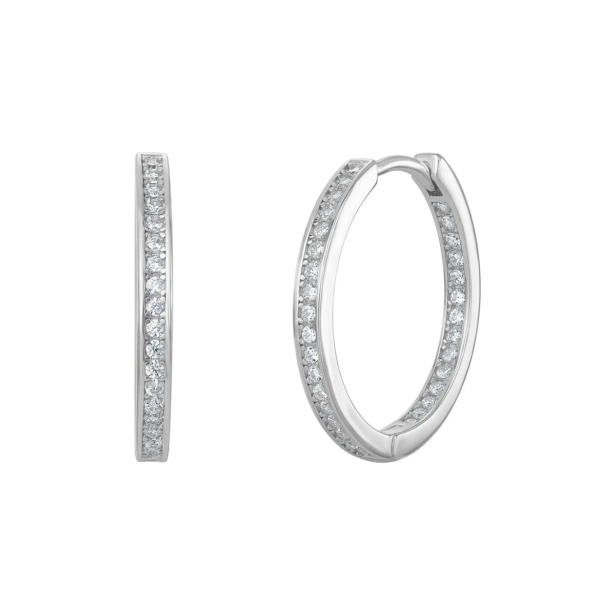 Sterling Silver Cubic Zirconia Hinged Hoops