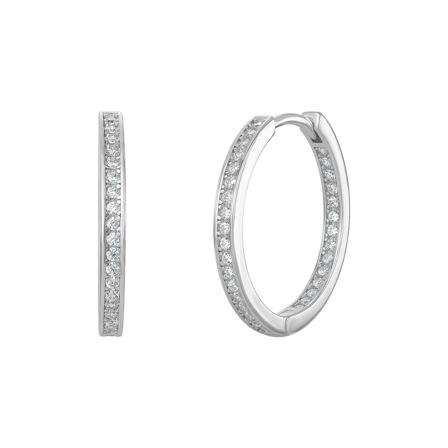 Sterling Silver Cubic Zirconia Hinged Hoops