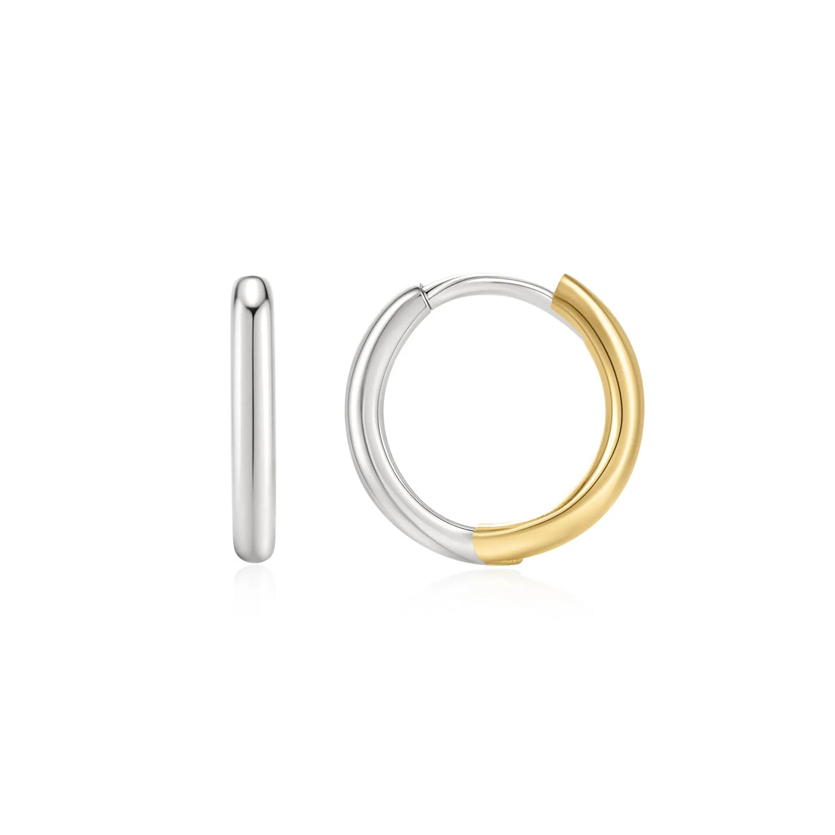 Sterling Silver Two tone Hinged Hoop Earrings