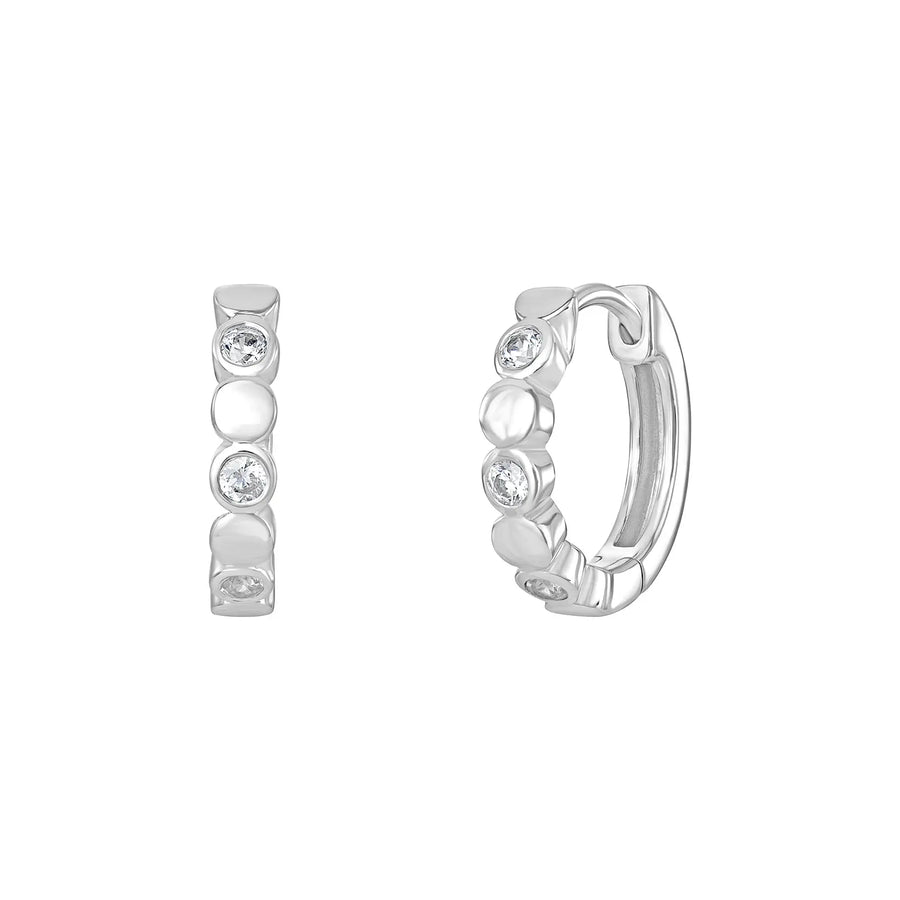 Sterling Silver Cubic Zirconia Hinged Hoop Earrings – SE099C