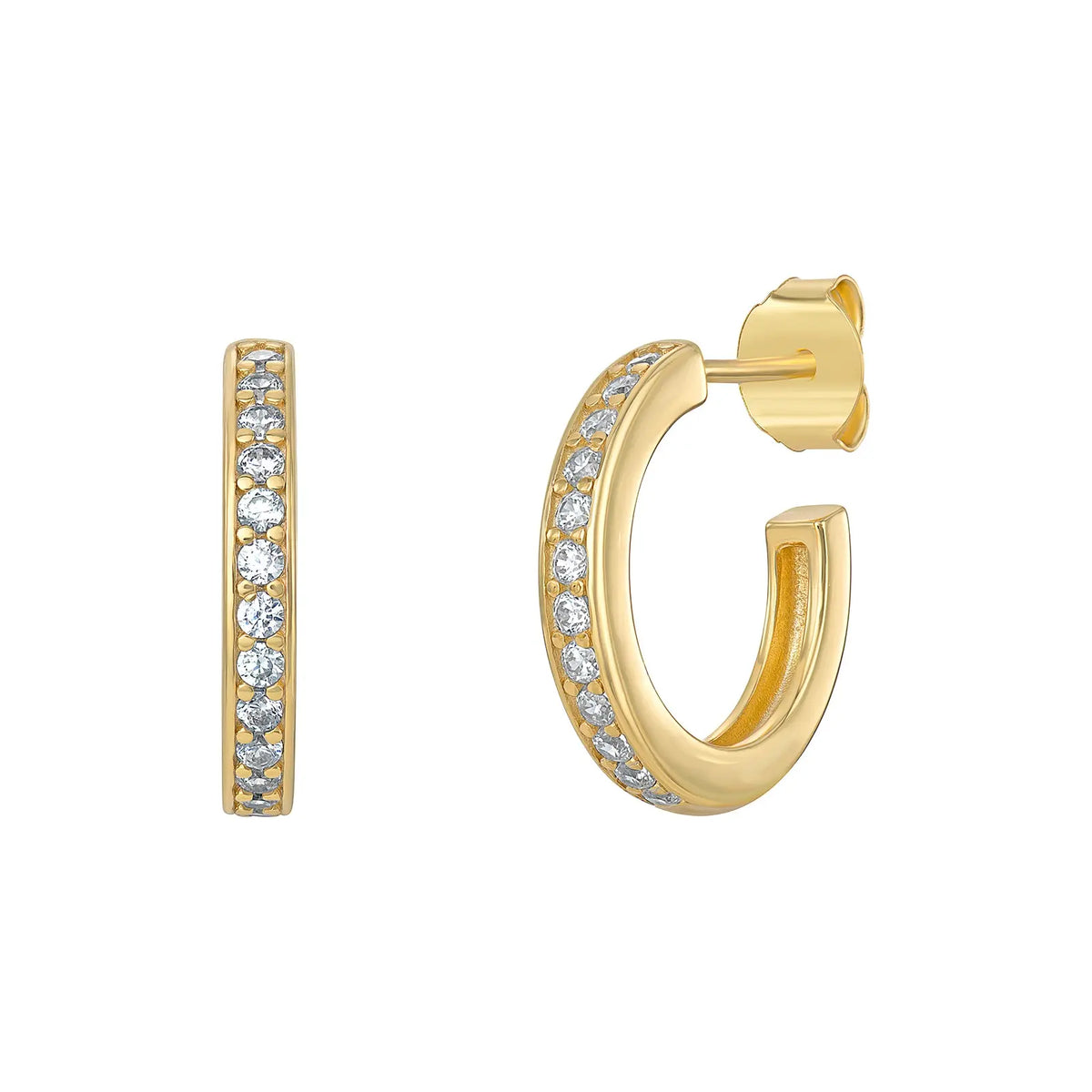 Sterling Silver Cubic Zirconia Gold Plated Hoops