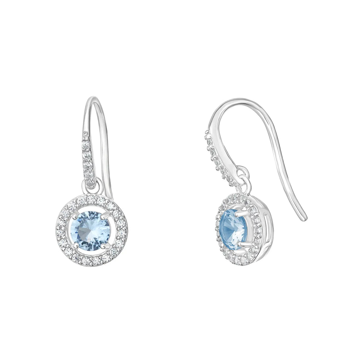 Sterling Silver Cubic Zirconia Blue Spinel Hook Earrings