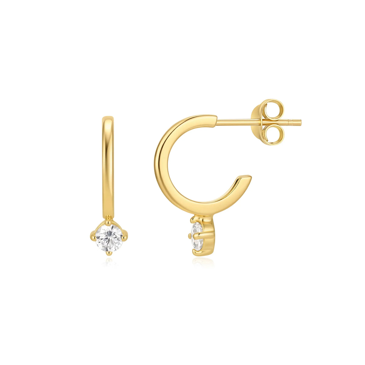 Sterling Silver Cubic Zirconia Gold Plated Hoop Earrings – SE138C