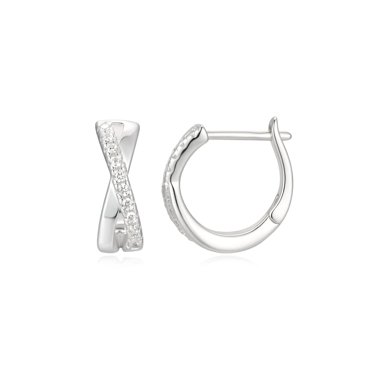 Sterling Silver Cubic Zirconia Hinged Hoop Earrings – SE165E
