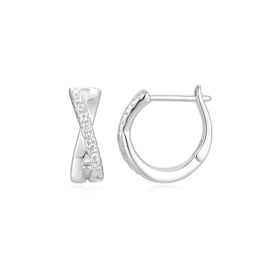 Sterling Silver Cubic Zirconia Hinged Hoop Earrings – SE165E
