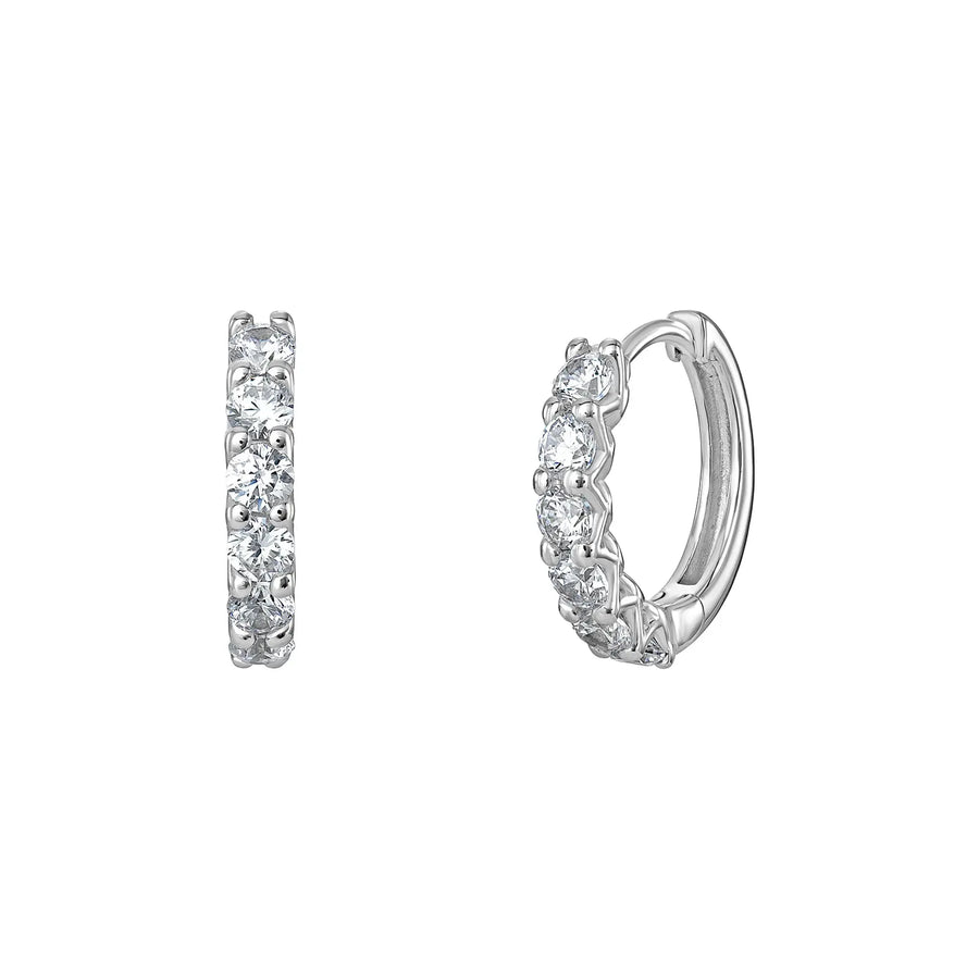 Sterling Silver Cubic Zirconia Hinged Hoop Earrings – SE166C