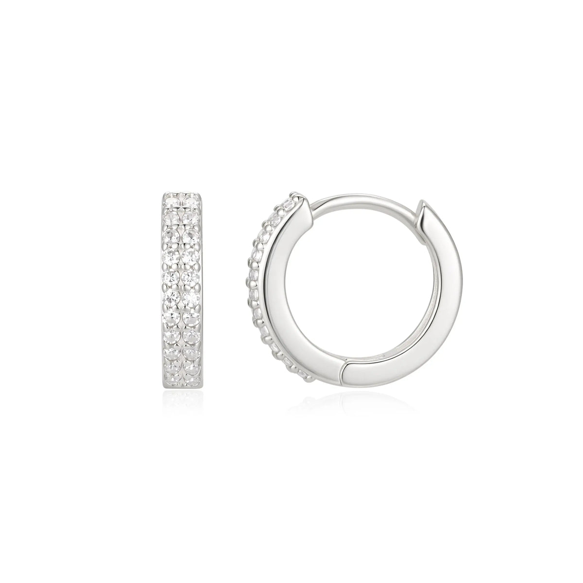 Sterling Silver Cubic Zirconia Hinged Hoop Earrings – SE176D