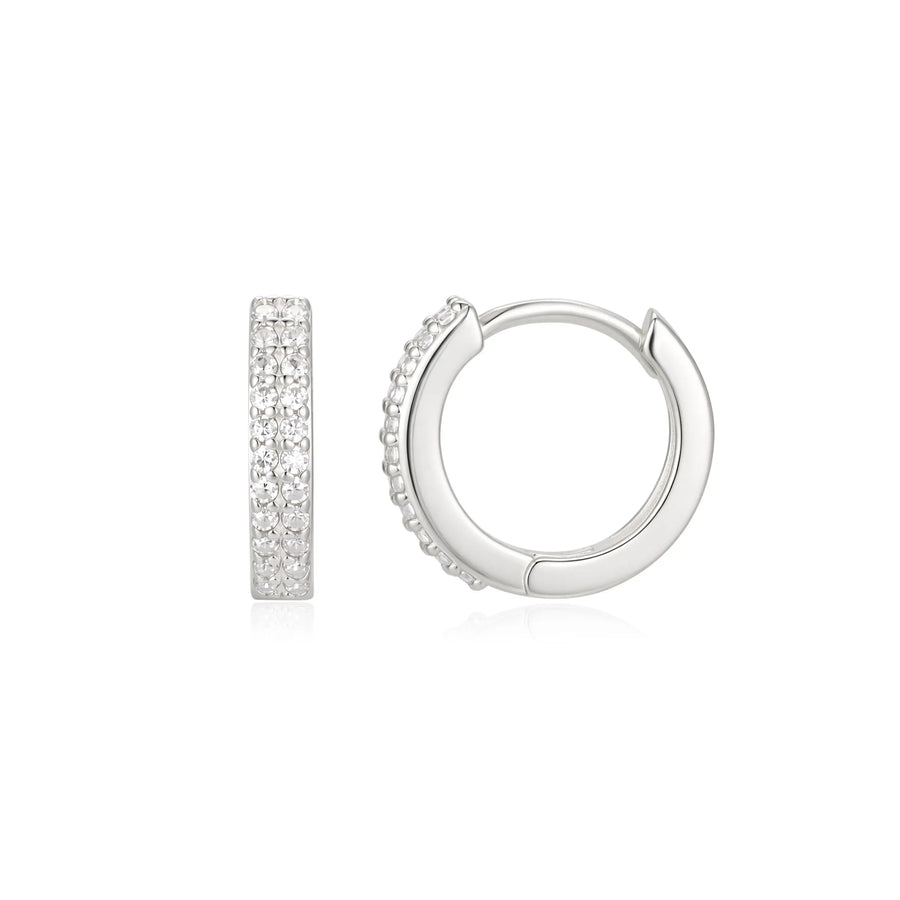 Sterling Silver Cubic Zirconia Hinged Hoop Earrings – SE176D