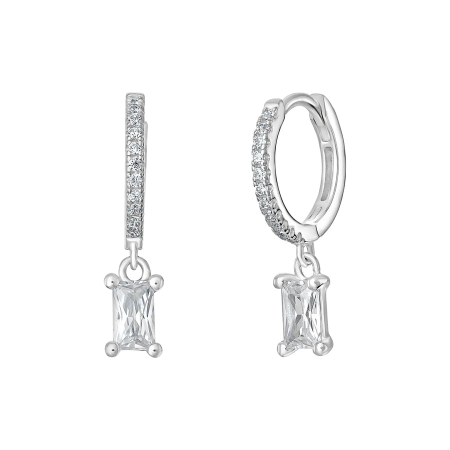 Sterling Silver Cubic Zirconia Hinged Hoop Earrings – SE197E